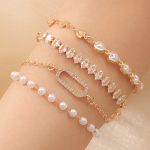 4pcs-cubic-zirconia-faux-pearl-decor-bracelet-negative-apparel-560617